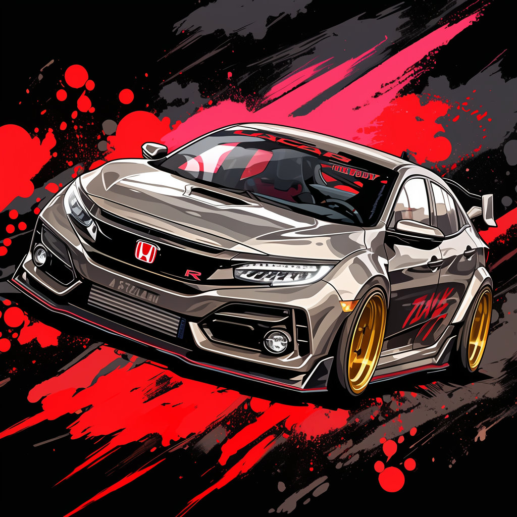 Honda Civic Type R Sport Modified JDM Drifter Sports Car Art Poster ...