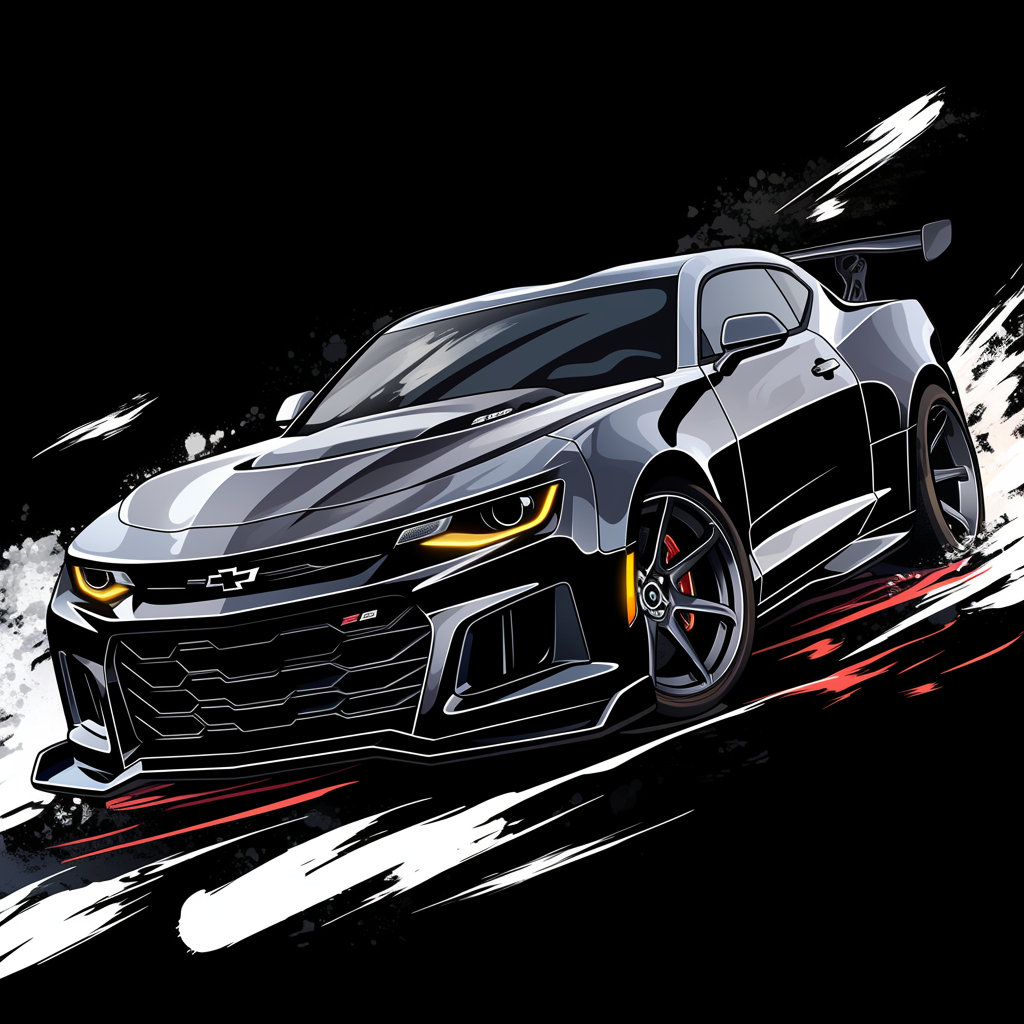 Chevrolet Camaro ZL1 Chevy Muscle Car Art Cityscape Background Wallpaper Printable Digital Download svg png jpg pdf