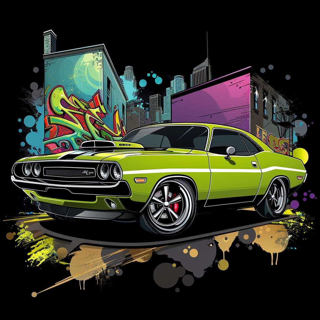 Classic Dodge Challenger Vintage Muscle Car Poster Wall Art Background ...