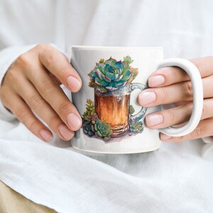 Craft beer mug, succulent mug, best friend gift, arts&craft, succulent coffee mug, coffee mug, beer mug, craft beer coffee mug,