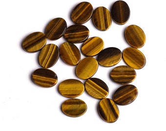 Natural Tiger Eye Oval Flat Top Straight Side (FTSS) Both Side Polished Size 12x16 mm 40 Pcs Weight 228 Cts