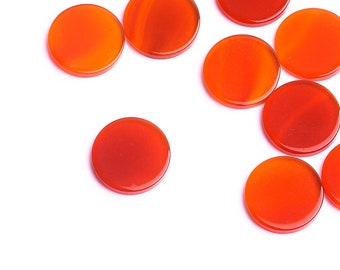 Natural Carnelian Round Flat Top Straight Side (FTSS) Both Side Polished Size 16 MM 30 Pcs Weight 174 Cts