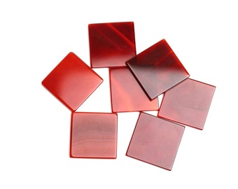Natural Carnelian Square Flat Top Straight Side (FTSS) Both Side Polished Size 25x25 MM 10 Pcs Weight 172 Cts