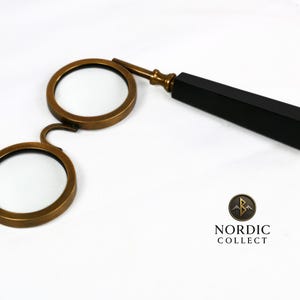 Vintage Brass Double Lens Magnifying Glass: Folding Lorgnette Style