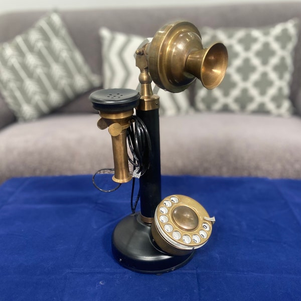 Antique Rotary Dial Candlestick Telephone/Landline Phone Old Retro Style Candlestick Phone Rotary Dial Home Office Decor Functional