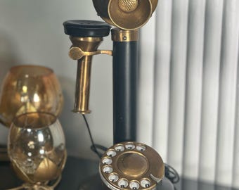 骨董 文机 Antique Style Functional Candlestick Phone Retro Home Decor