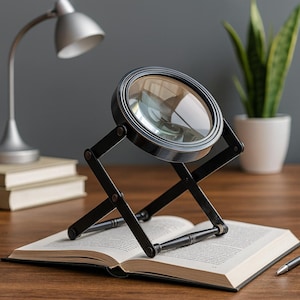 Handmade Brass Magnifying Glass with Zig Zag Stand: Vintage Desk Decor