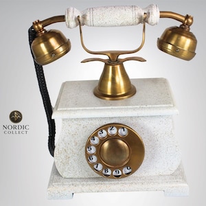 Antike Messing Wählscheibe Telefon: Vintage-Stil Stein-Optik Dekor