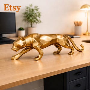 Handgefertigte Metall Leopard Statue: Antike Panther Wohnkultur Geschenk