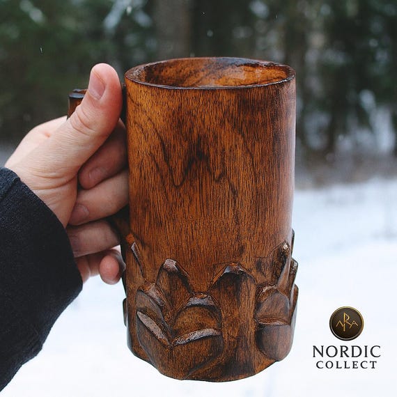 Engraved Wooden Beer Mug: Viking Rustic Groomsmen Gift