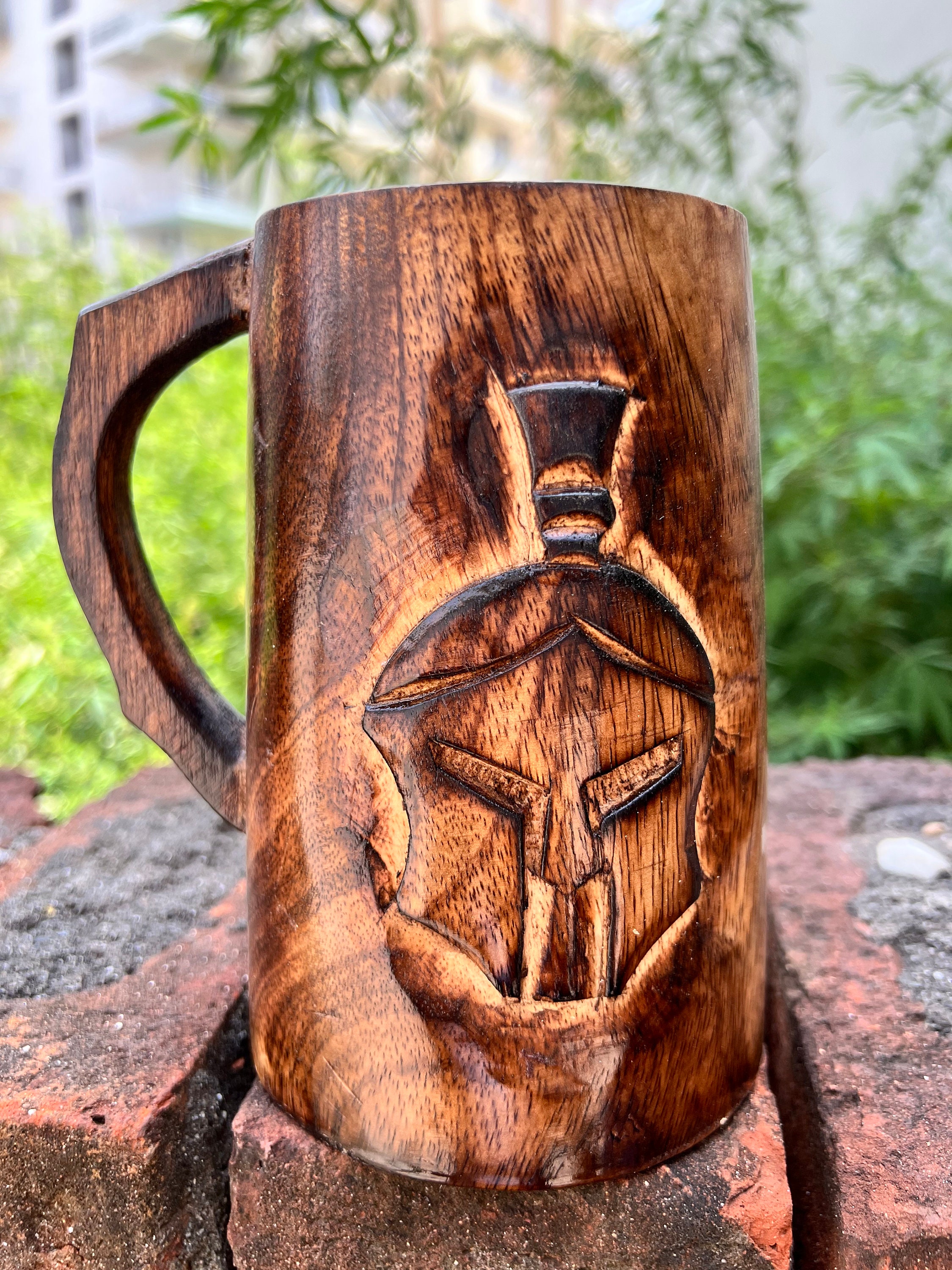 Wooden Drink Mug Orange Leather Strip Coffee Tea Cups Beer Tankard Stein  Mugs Home & Kitchen Decor 