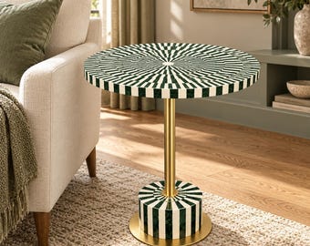 Handmade Resin Bone Inlay Coffee Table, Personalized Custom Side Table, Round Corner Table, Thanksgiving Party Home Decor, Unique Gift