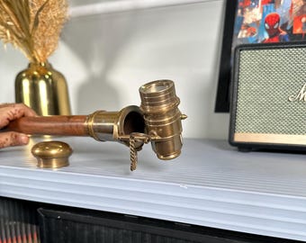 Antique Brass Spyglass Walking Cane | Vintage Nautical Decor