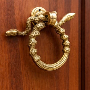 Antique Brass Snake Door Knocker: Luxury Entrance Hardware