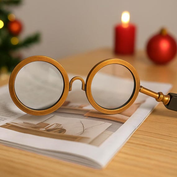 Vintage Brass Double Lens Magnifying Glass Folding Steampunk  display picture 1