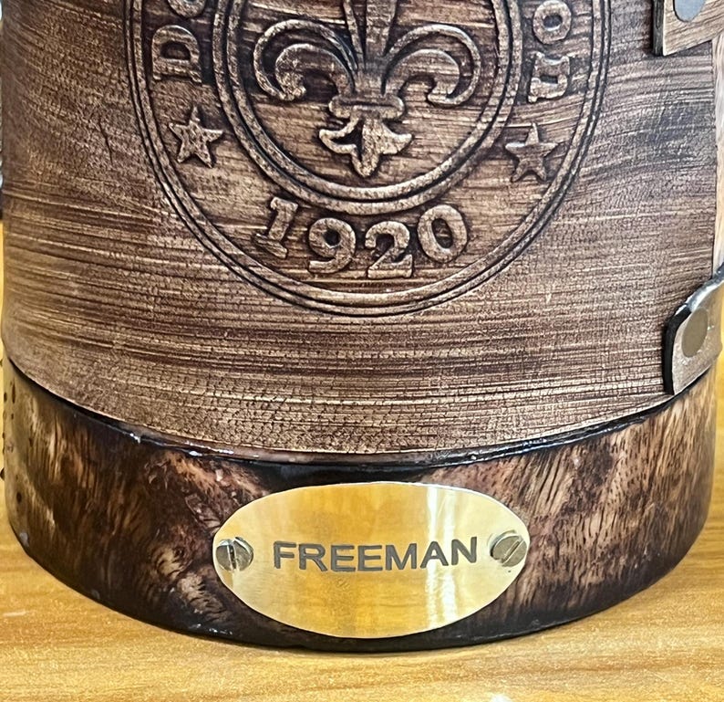 Personalized logo with name brass wood beer mug