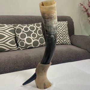 Handmade Viking Mug with Stand Rustic Medieval Mead Tankard, Norse Ale Cup, Nordic Barware, Pagan Drinking Horn Style Decor, Unique Gift Men