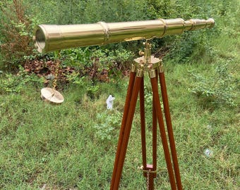 Personalized Nautical Handcrafted Vintage Brass Telescope With