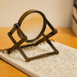 Antique Brass Magnifying Glass: Zig Zag Handle, Steampunk Decor
