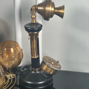 Antique Style Functional Candlestick Phone Retro Home Decor Unique Conversation Piece Personalized