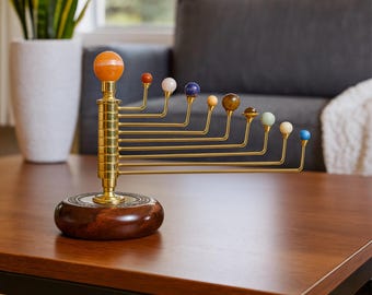Decorative Gemstone Solar System Planetarium Handcrafted Orrery Model Crystal Planets Sculpture Astronomy Decor Gift