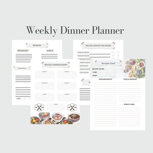 Digital Weekly Dinner Planner and Recipe Cards