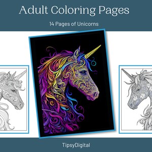 Unicorn Adult Coloring Pages White Background 14 Pages