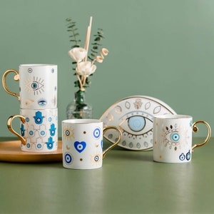 Evil Eye Coffee Mug: Luxury Porcelain, 10 oz