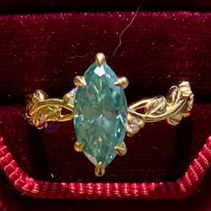 3CT Zielony Marquise Cut Moissanite Diamentowy Obrączka Ślubna Vintage Art Deco Pierścionek 14K Żółte Złoto Pierścionek Dla Kobiet Pierścionek Zaręczynowy Dla Kobiet