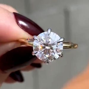 Moissanite Engagement Ring: 14K White Gold Six-Claw Solitaire