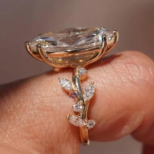 VVS1 Clarity Moissanite Diamond Marquise Cut Engagement Ring Vintage Art Deco Style Wedding Ring Antique Style Diamond Anniversary Gift