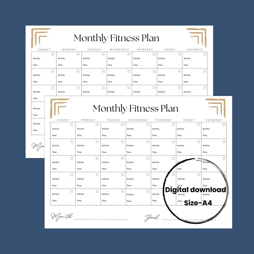Fitness Planner Printable | Simple Monthly Exercise Routine | Fillable ...
