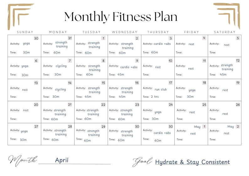 Consistency Calendar.pdf Fitness Planner Printable | Simple Monthly Exercise Routine | Fillable ...