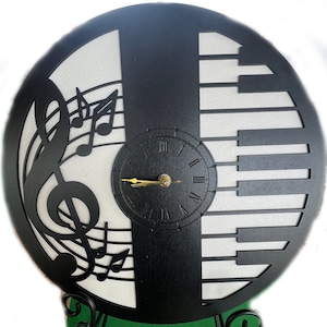 Treble Clef and Piano Decorative Musical Wall Clock Birch Wood