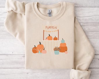 Pumpkin Harvest Sweatshirt, Fall Thanksgiving Crewneck, Cozy Pullover