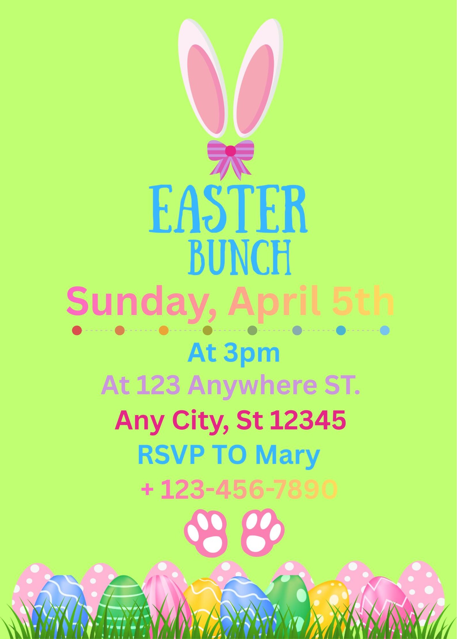 Electronic Easter Invitation Mobile Phone Text Editable Invite Template ...