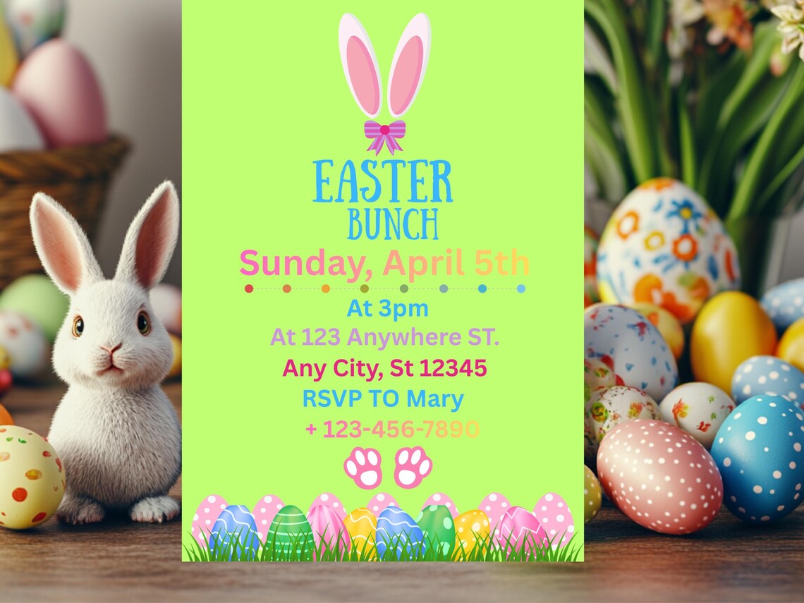 Electronic Easter Invitation Mobile Phone Text Editable Invite Template ...