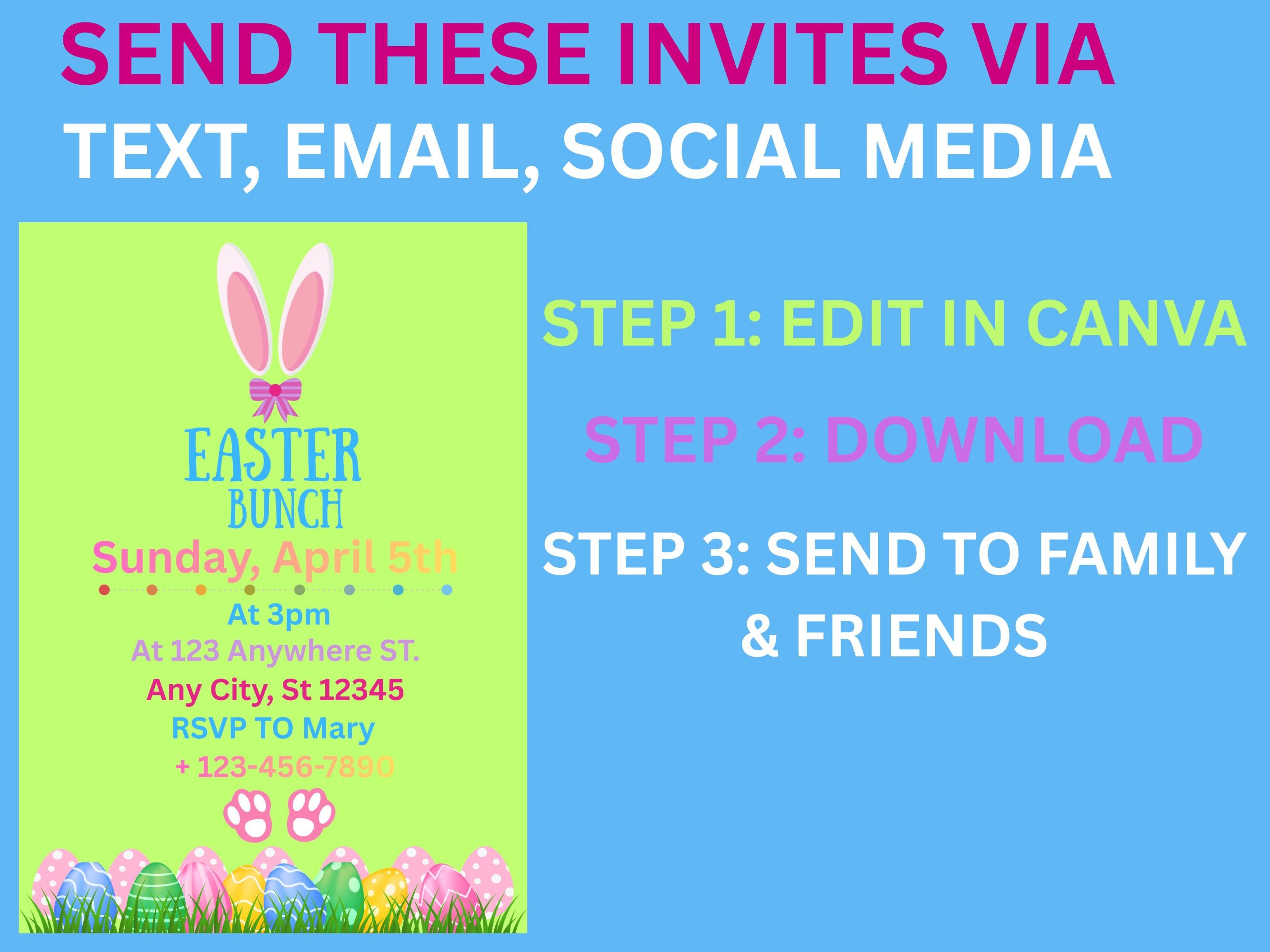 Electronic Easter Invitation Mobile Phone Text Editable Invite Template ...