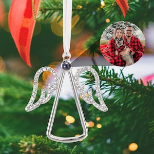 Personalized Angel Wings Photo Projection Ornament,Christmas Photo Ornament,Memorial Angel Keepsake,Christmas Bauble,Christmas Tree Ornament