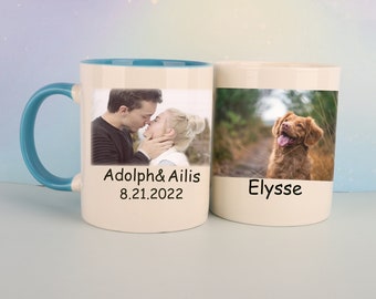 Custom Photo Mug, Pet Coffee Mug From Portrait, Dog Lover Gift, Cat Dog Birthday Gift, Gift For Parents, Anniversary Mug For Mom And Dad