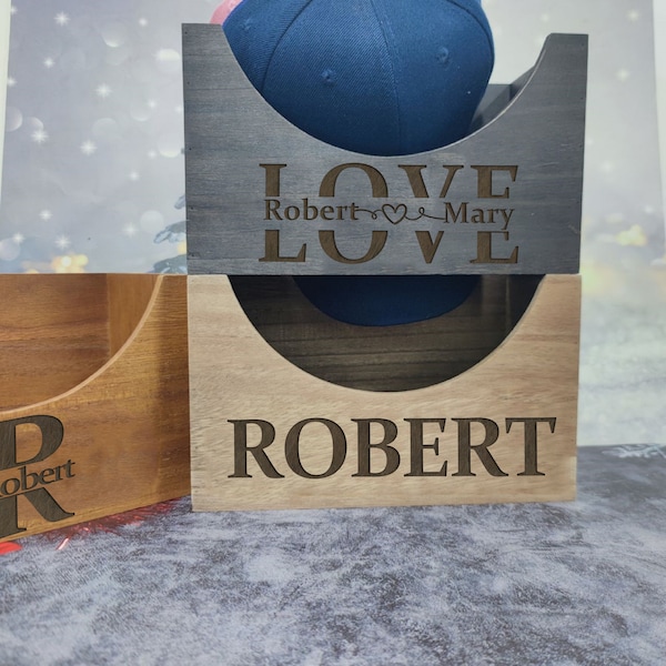 Custom Wooden Hat Holder , Personalized Baseball Cap Holder , Handmade Hat Rack , Wood Hat Box , Hat Holder Display , Father's Day Gifts