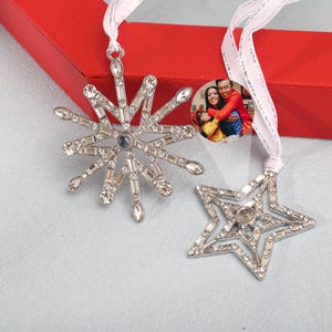 Personalized Snowflake-Shaped Photo Projection Ornament, Customized Photo Projection Pentagram Ornaments, Christmas Tree Decorations