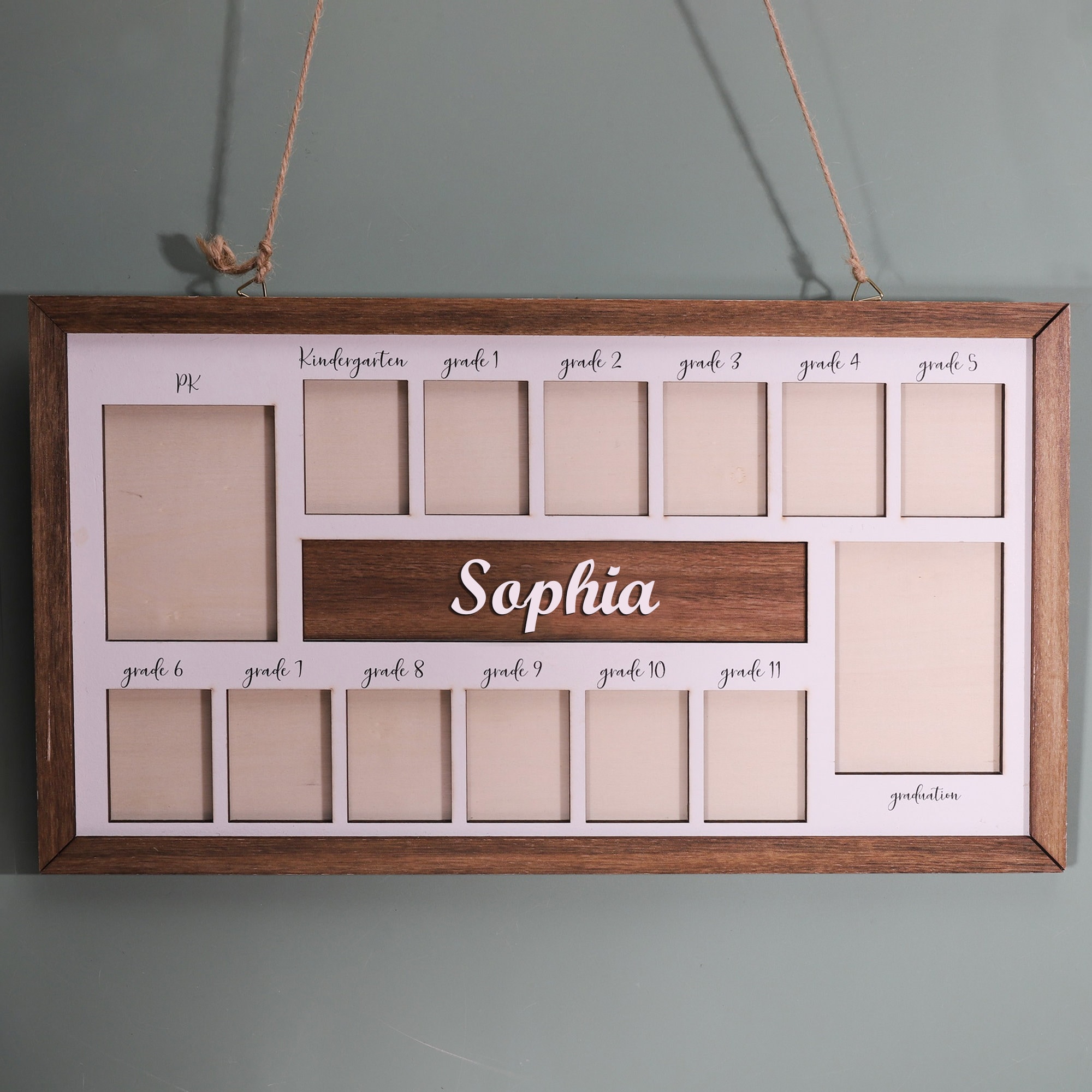 School Years Photo Frame , Custom Name Photo Display Board