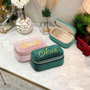 Custom Velvet Jewellery Box, Bridesmaid Gifts With Permanent Name, Wedding Gift, Gift For Her, Watch Storage, Christmas Gift, Gift For Her