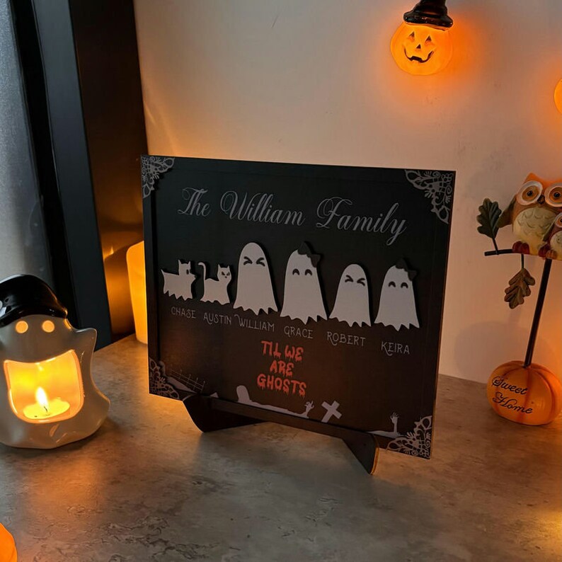 Ghost Family Sign, Halloween Decoration, Personalized Halloween Gift