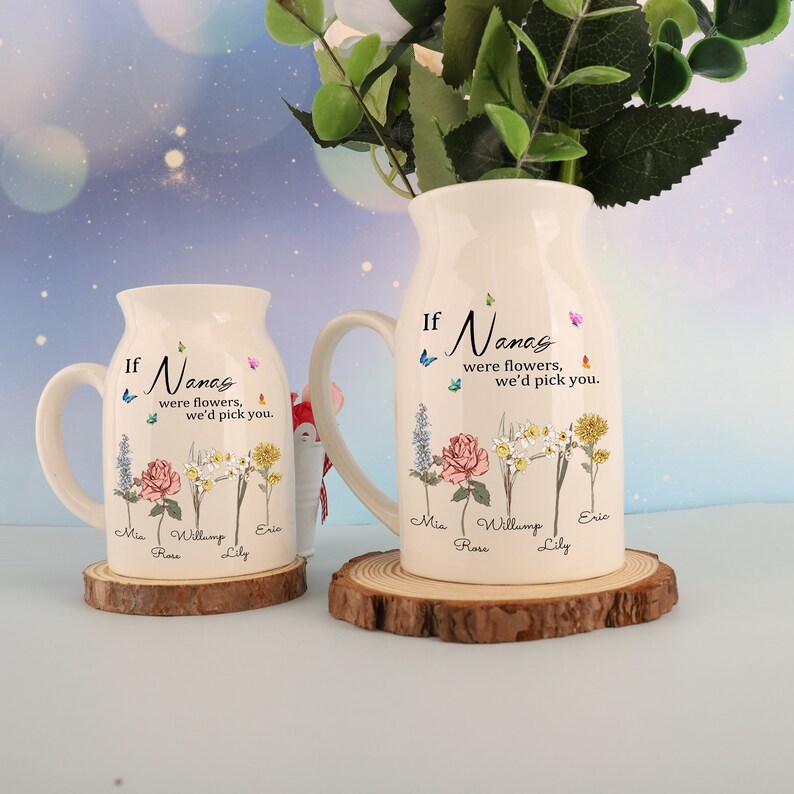 If Nanas Were Flowers Vase, Custom Ceramic Vase, Mother's Day Gifts, Gift For Mom, Grandmas Garden Gift,Personalized Birth Month Flower Vase image 6