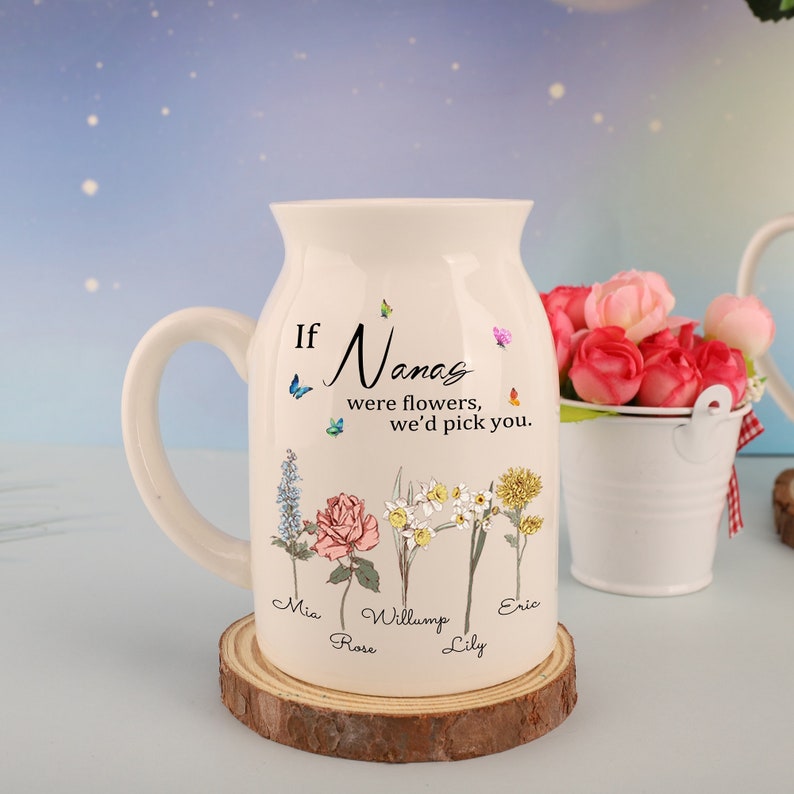 If Nanas Were Flowers Vase, Custom Ceramic Vase, Mother's Day Gifts, Gift For Mom, Grandmas Garden Gift,Personalized Birth Month Flower Vase image 5
