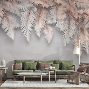 Vintage Palm Tree Leaves, Tropical Wallpaper, Peel Stick and One Piece, Removable and Erasable, Palm Tree Wallpaper