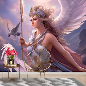 Goddess of Hunting Artemis Wallpaper for Home & Office Wall - Greek Mythology Modern Wall Decor - Peel Stick, Nonwoven, Textile Vinyl Option