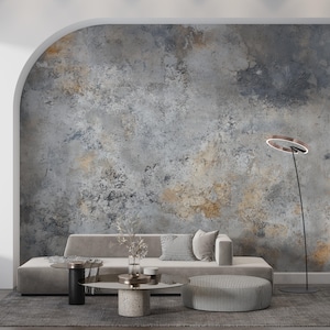 Vintage Gray Plaster Textured Wallpaper, Modern Living Room and Bedroom Mural Decor, Luxury Concrete Wall Decal, Stucco Look Wallpaper Art